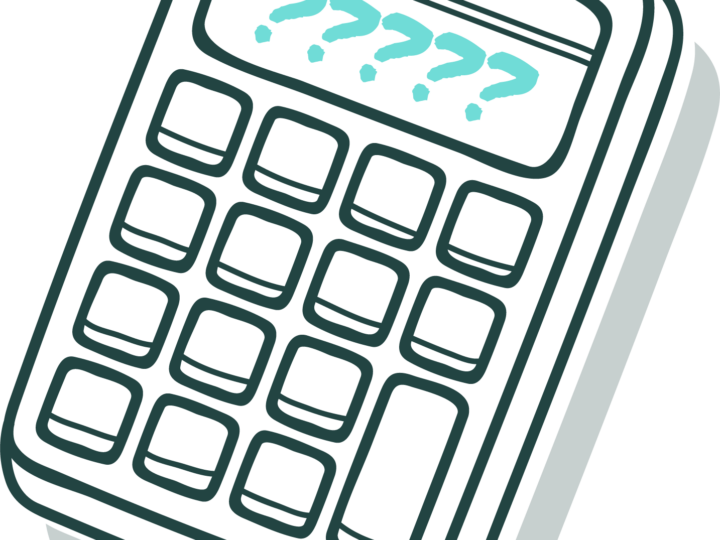 Illustration of a calculator showing question marks