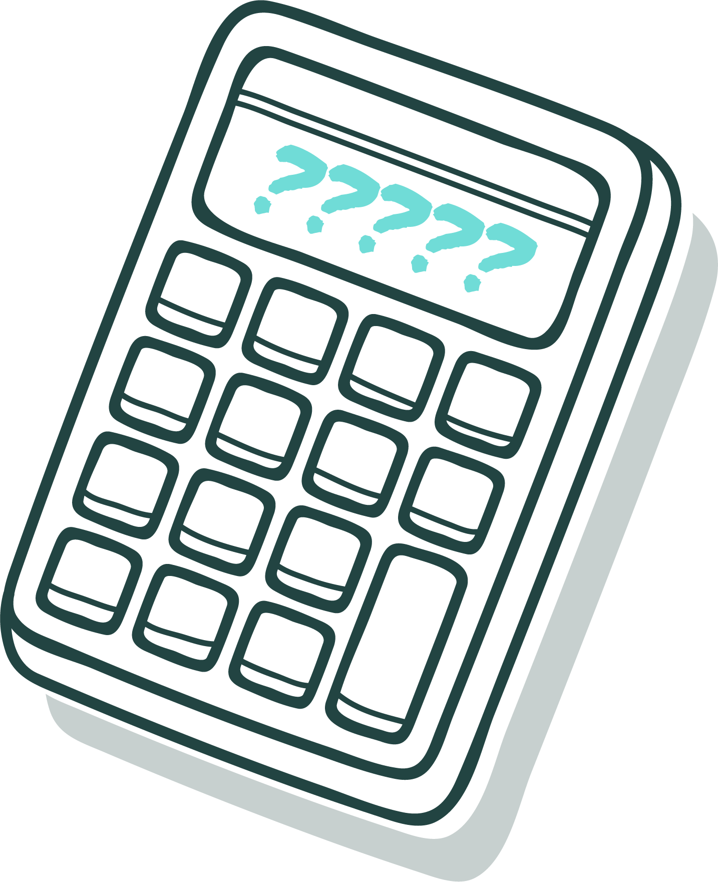 Illustration of a calculator showing question marks