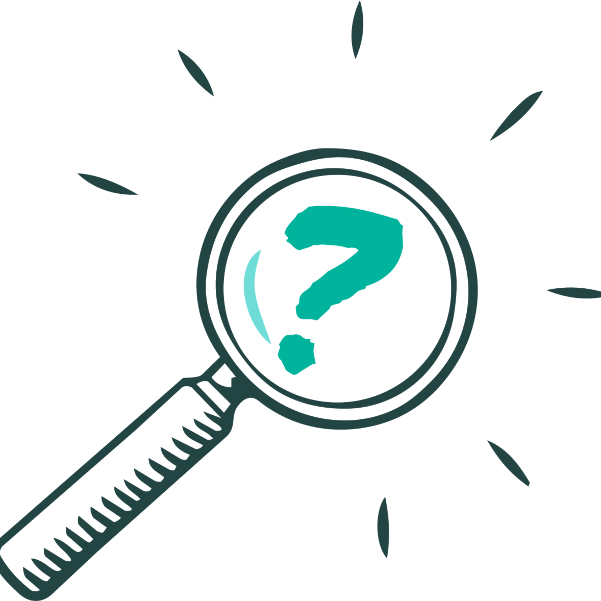 Illustration of a magnifying glass with a question mark