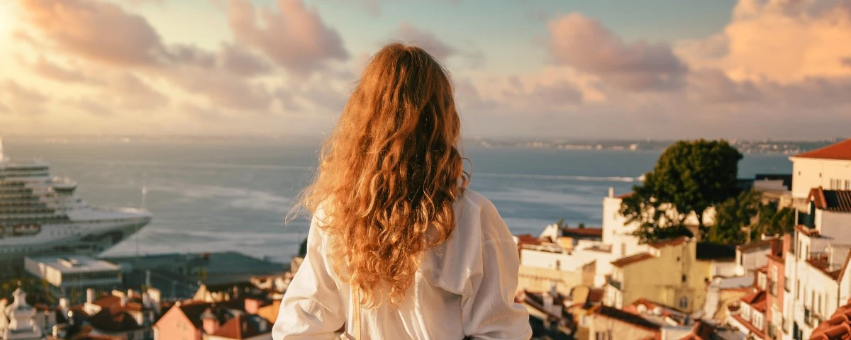 Lady looking out to see in Portugal