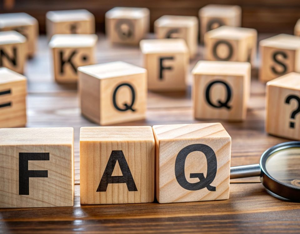 Wooden cubes with question marks