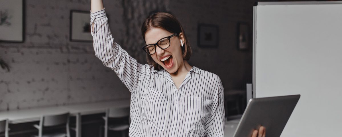 Woman celebrating