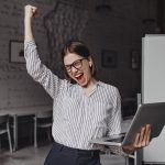 Woman celebrating