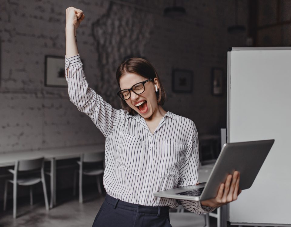 Woman celebrating