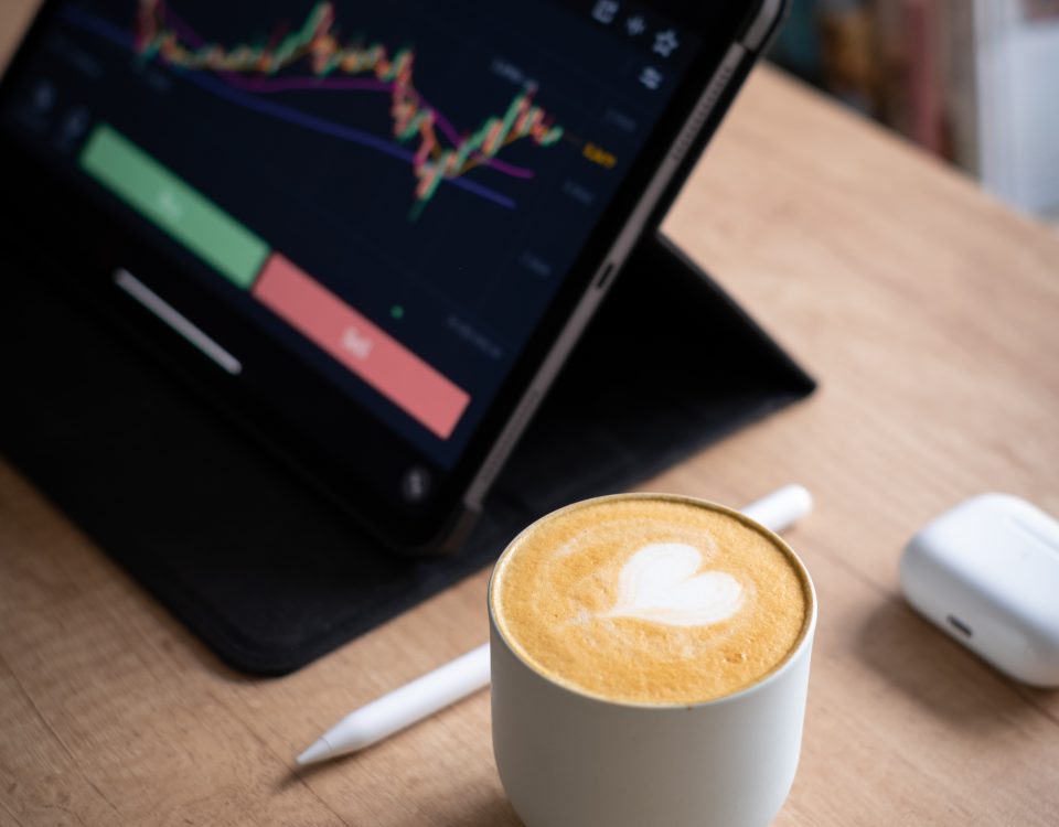 Stock investments on tablet